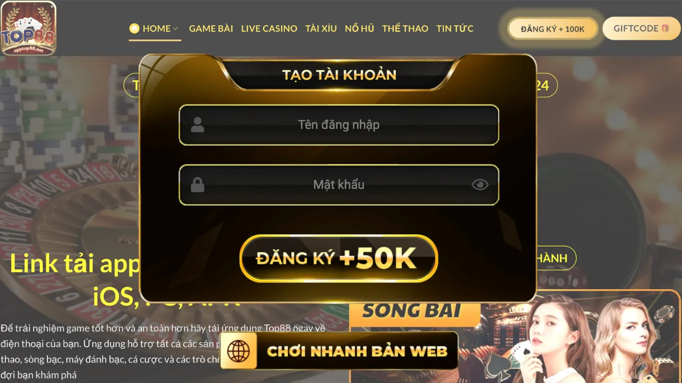 Các bước tham gia vào Top88