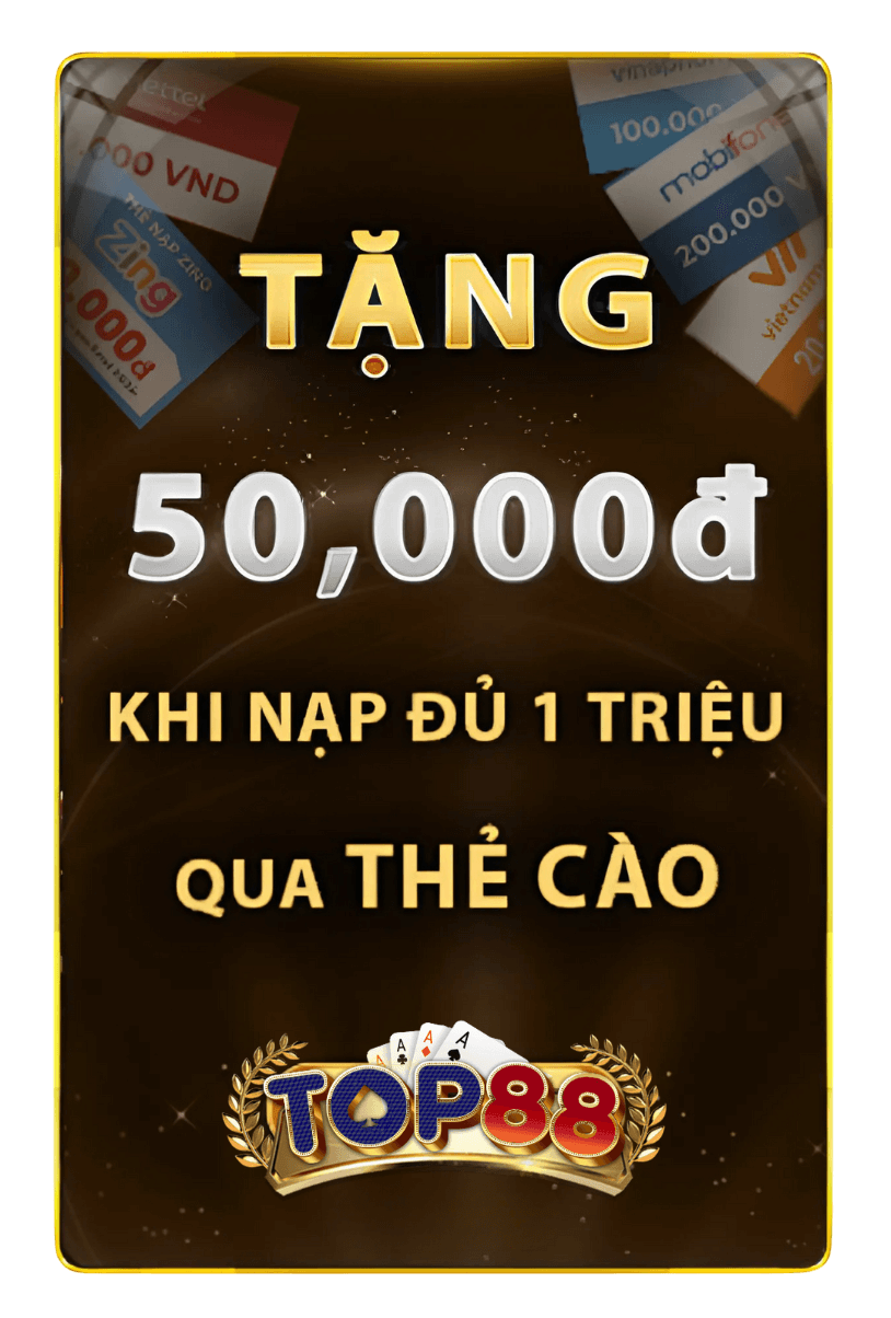 Top88 tặng thẻ cào 50,000
